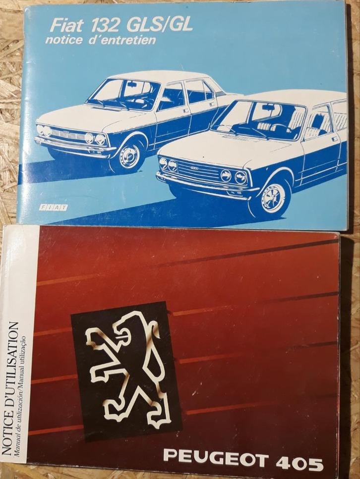 Anciens manuels Fiat 132 et Peugeot 405, Auto diversen, Handleidingen en Instructieboekjes, Ophalen of Verzenden