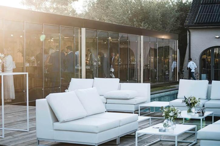 18 buitenzetels Manutti met bewaarkisten, Tuin en Terras, Tuinstoelen, Gebruikt, Ophalen