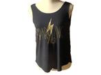 (105)- top femme t.38 noir doré - kiabi -, Maat 38/40 (M), Zwart, Ophalen of Verzenden, Zo goed als nieuw