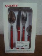24 couverts INOX manches rouge, Verzenden, Zo goed als nieuw, Bestekset, Inox of Chroom
