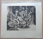 ALFRED COURMES / PORNOGRAPHIE / ZW-W ETS / 45x48cm / SIG, Ophalen of Verzenden