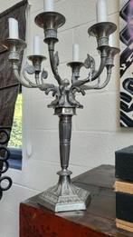 superbe candélabre ancien en étain argenté 45 cm, Ophalen, Zilver