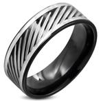 Bague homme en acier noir avec motif rayé, Bijoux, Sacs & Beauté, Bagues, Noir, Enlèvement ou Envoi, Fer ou Acier, Neuf