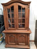Eiken vitrinekast, Huis en Inrichting, Kasten | Buffetkasten, Ophalen, Gebruikt, Eikenhout, Met deur(en)