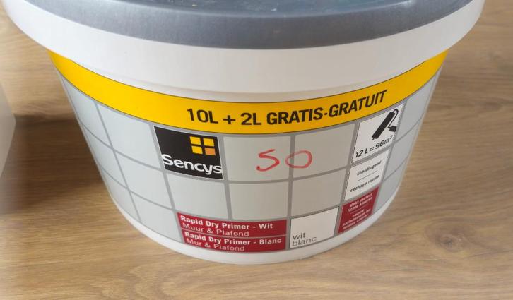 Primer Sencys rapid dry primer Mur & Plafond mat blanc 12L, Doe-het-zelf en Bouw, Verf, Beits en Lak, Nieuw, Verf, 10 tot 15 liter