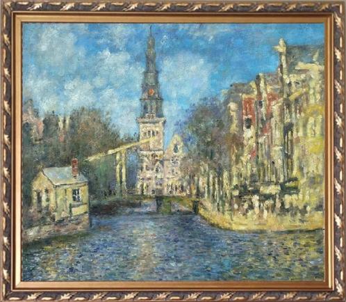 Monet: De Zuiderkerk in Amsterdam, olieverfreplica, Antiquités & Art, Art | Peinture | Classique, Envoi
