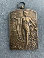 Art Nouveau Jugendstil bronzen medaille Stad Antwerpen 1905, Antiek en Kunst, Curiosa en Brocante, Ophalen of Verzenden