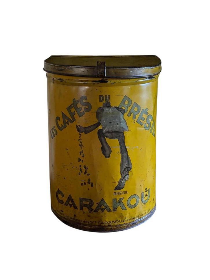 Antiek Koffieblik CARAKOU les Cafés du Brésil, Verzamelen, Blikken, Zo goed als nieuw, Koffie, Ophalen of Verzenden
