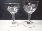 2 oude bierglazen Tipsy Hermans Mortsel, Ophalen of Verzenden, Gebruikt, Glas of Glazen, Overige merken