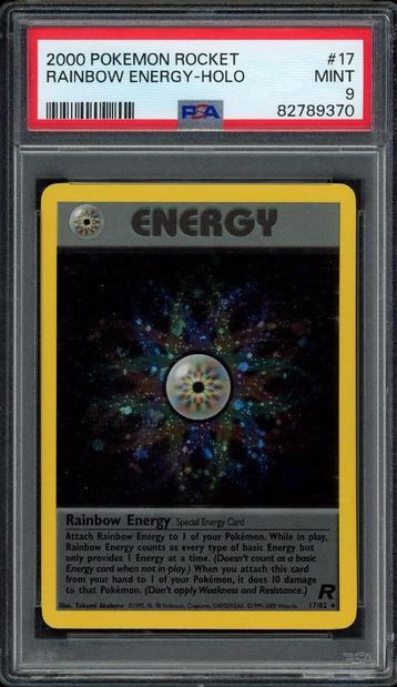 Rainbow Energy Holo PSA 9 - 17/82 - Team Rocket 2000, Hobby en Vrije tijd, Verzenden, Zo goed als nieuw, Losse kaart, Foil