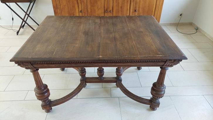 Antieke eettafel uitbreidbaar tot 10 personen, Huis en Inrichting, Tafels | Eettafels, Gebruikt, 100 tot 150 cm, Vijf personen of meer