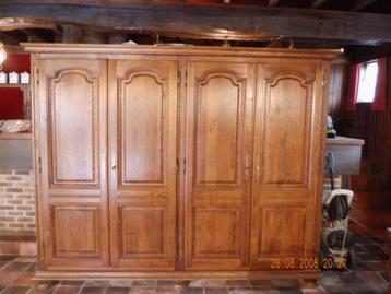 eiken kleerkast met 4 deuren met hanggedeelte en schappen, Huis en Inrichting, Ophalen, Gebruikt, Eikenhout, 50 tot 100 cm