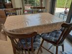 Eiken keukentafel met 4 stoelen en kussens, Ophalen of Verzenden, Zo goed als nieuw