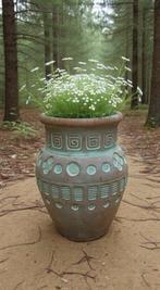 Kruik met boeket bloemen tuindecoratie voor Pasen, Tuin en Terras, Tuinvazen, Ophalen of Verzenden, Nieuw