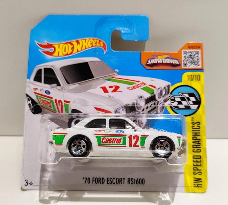 Hot Wheels `70 Ford Escort RS1600 Castrol Wit (2016), Hobby en Vrije tijd, Modelauto's | Overige schalen, Ophalen of Verzenden