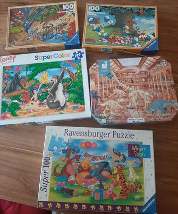 Lot 5 puzzle enfant 100pièces, Enlèvement ou Envoi, Plus de 50 pièces, Utilisé, 6 mois à 2 ans