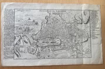 Carte anc. Marseille ca1750 signé Bodenehr (Europens Pracht)