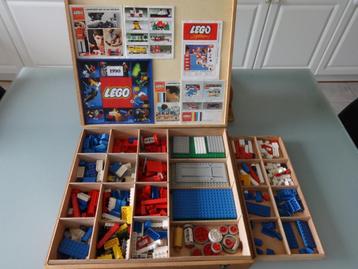 Vintage houten LEGO koffer met oude Lego allerhande