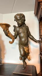 Antiek  grote Houten 18e eeuwse Italiaanse Engel, Ophalen of Verzenden