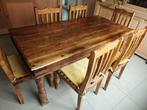 Indische eettafel + 6 stoelen, Ophalen, Indisch/Koloniaal, Gebruikt, 50 tot 100 cm