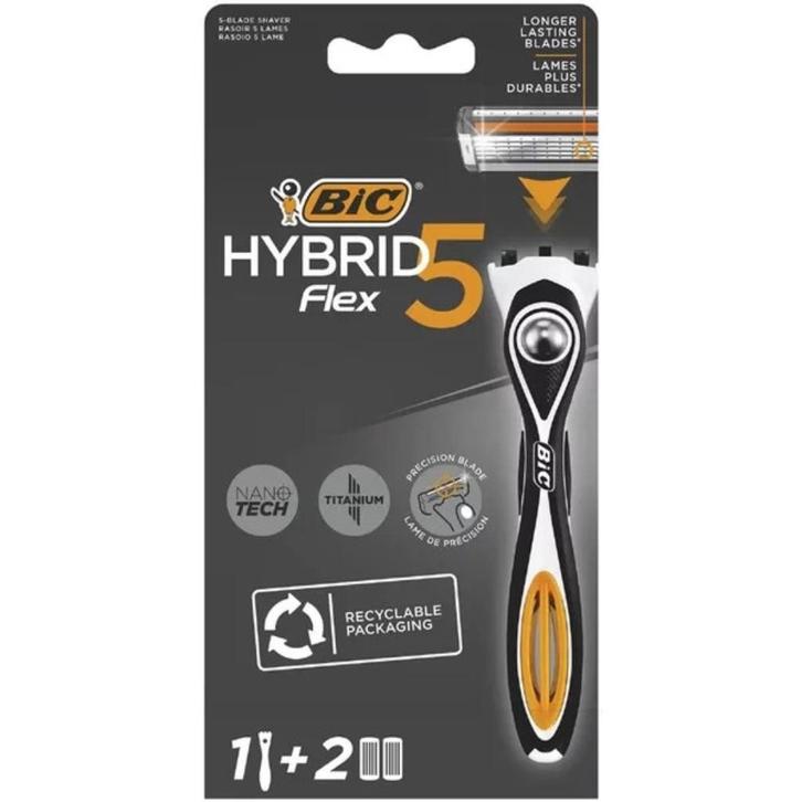 Bic Hybrid 5 Flex scheermes: 1 scheermesje + 2 navullingen, Handtassen en Accessoires, Uiterlijk | Gezichtsverzorging, Nieuw, Reiniging