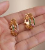 14 karaats vergulde oorringen met zirkonen, Handtassen en Accessoires, Oorbellen, Verzenden, Nieuw, Knopjes of Stekers, Goud
