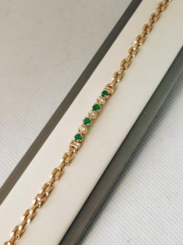 Gouden armband met smaragden en diamanten  beschikbaar voor biedingen