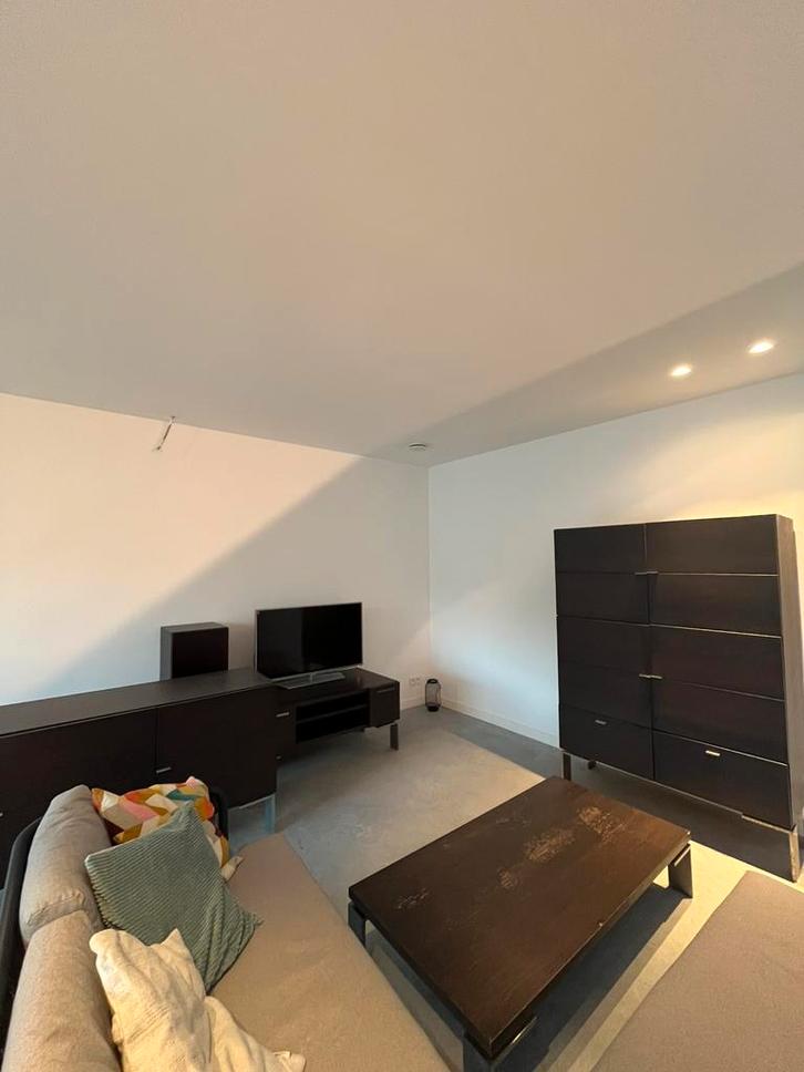 Interieurset woonkamer donkerbruin/zwart hout Zymbioz, Huis en Inrichting, Complete eetkamers, Gebruikt, Ophalen