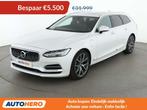 Volvo V90 2.0 T8 Plug-in Hybrid Inscription AWD (bj 2019), Auto's, Volvo, Automaat, Wit, Leder, Bruin