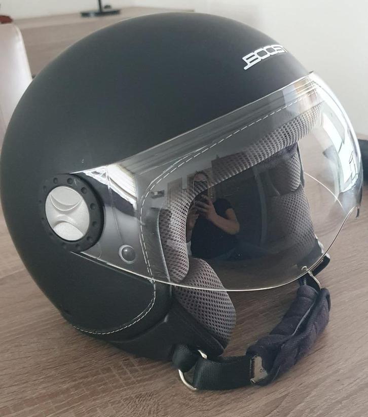 Motor/Scooter Helm, Boost, Zwart, XS, Fietsen en Brommers, Brommerhelmen, Gebruikt, Extra small of kleiner, Ophalen of Verzenden