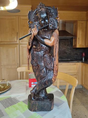 Groot zwaar houten beeld Krishna - hardhout beschikbaar voor biedingen