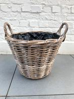 Mand • rotan • rieten • vintage • decoratie • bloempot, Huis en Inrichting, Ophalen, Mand, Rond, Zo goed als nieuw