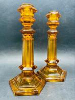 Antiek glazen kandelaars Val saint Lambert, Ophalen, Glas