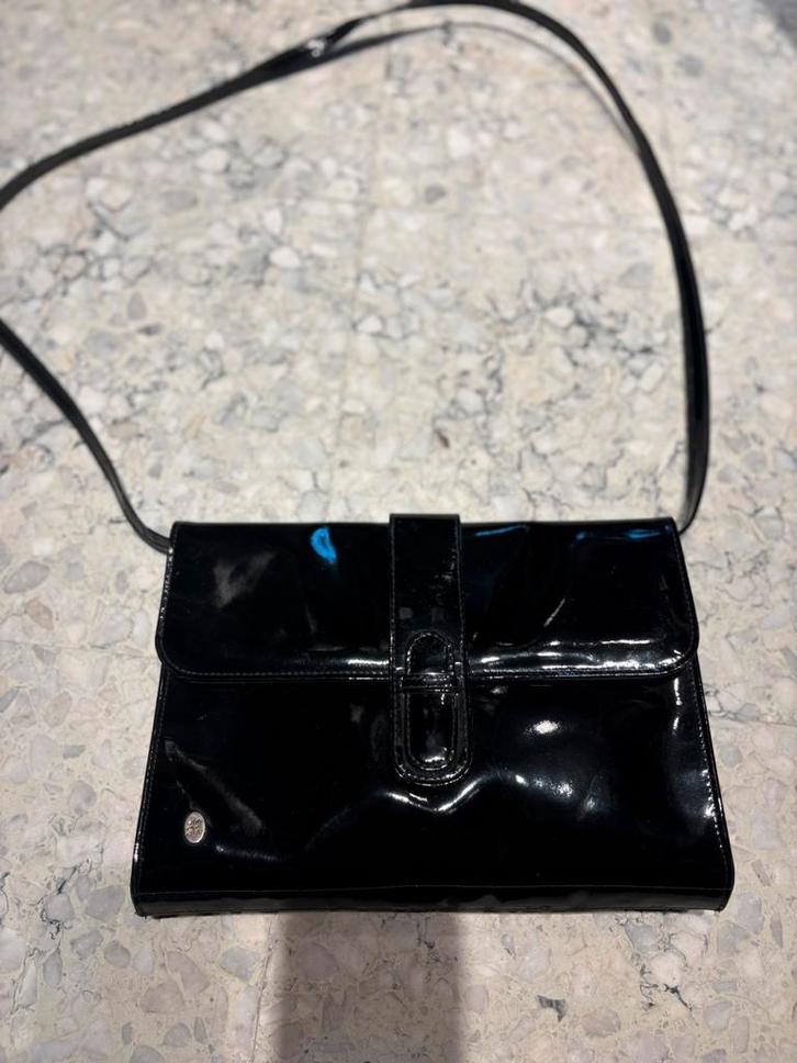MARCONI vintage clutch tas zwart lakleer, Handtassen en Accessoires, Tassen | Damestassen, Zo goed als nieuw, Zwart, Ophalen of Verzenden
