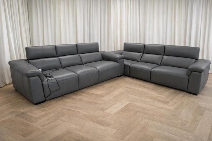 Luxe design lederen hoekzetel, Huis en Inrichting, Zetels | Complete zithoeken, Zo goed als nieuw, Ophalen