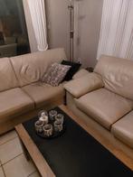 Beige lederen salon  GRATIS AF TE HALEN, Huis en Inrichting, Ophalen of Verzenden