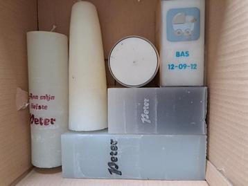Kaarsen met opschriften +/- 5kg beschikbaar voor biedingen