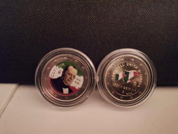 lot van 2 gekleurde Italiaanse 2 euromunten beschikbaar voor biedingen