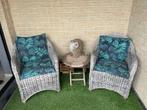 Rotan stoelen + bijzettafel, Huis en Inrichting, Stoelen, Ophalen, Gebruikt, Riet of Rotan, Twee
