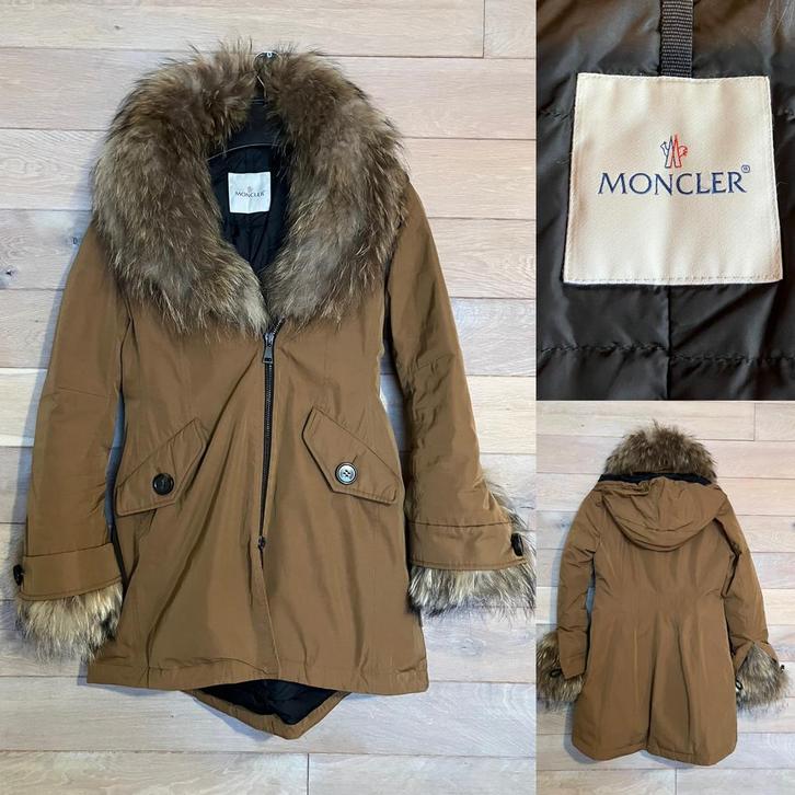 Parka jas pels Moncler -  Kleur: Camel - Maat: 40 - NP €1800, Vêtements | Femmes, Vestes | Hiver, Porté, Taille 38/40 (M), Brun