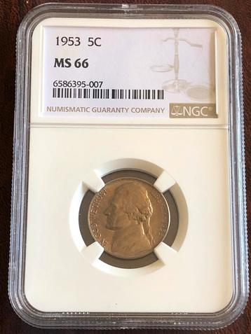 USA 5 cents 1953 ms66 NGC