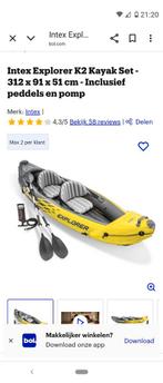 Explorer K2 Intex kajak (gele) en challenger (groene boot), Watersport en Boten, Ophalen, Gebruikt, Met peddels, Kajak