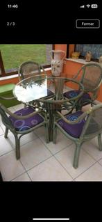 Table et 4 chaises rotin, Jardin & Terrasse, Chaises de jardin, Rotin