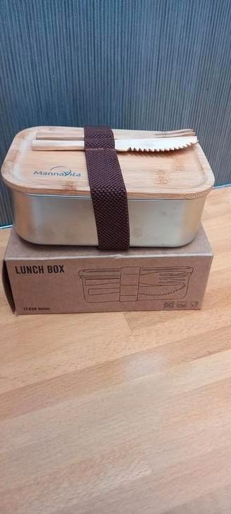Nieuwe alu brooddoos met bestek beschikbaar voor biedingen