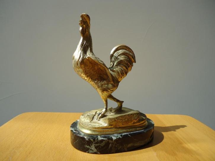 JULES MOIGNIEZ FR. antiek verguld brons bronze doré coq haan, Antiek en Kunst, Kunst | Beelden en Houtsnijwerken, Ophalen