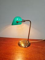 Bankierslamp in messing en groene opaline, 1930, Ophalen of Verzenden