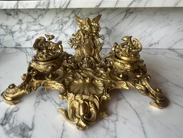 Antiek verguld bronzen inktpotten– Napoleon III, 19e eeuw beschikbaar voor biedingen