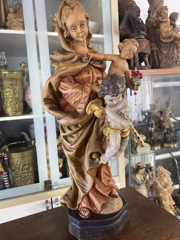 Anton Reiser - Madonna met Kind en antieke engel - 53 cm beschikbaar voor biedingen