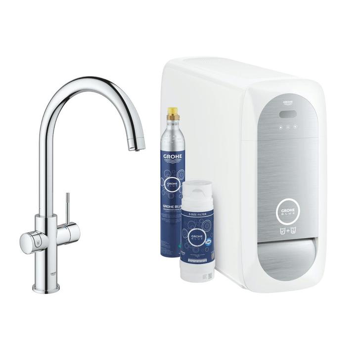 Grohe Blue Home water filter systeem, plat en bruis, Bricolage & Construction, Sanitaire, Utilisé, Robinet, Chrome, Enlèvement