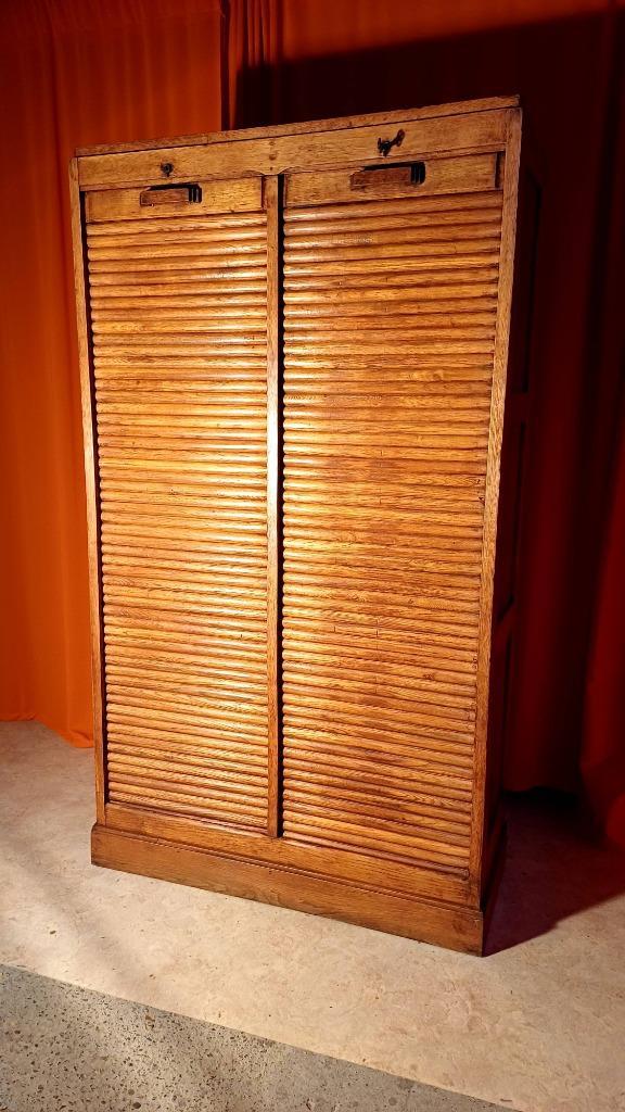 Rolluikkast, handelskabinet, administratiekast, Antiek en Kunst, Curiosa en Brocante, Ophalen of Verzenden